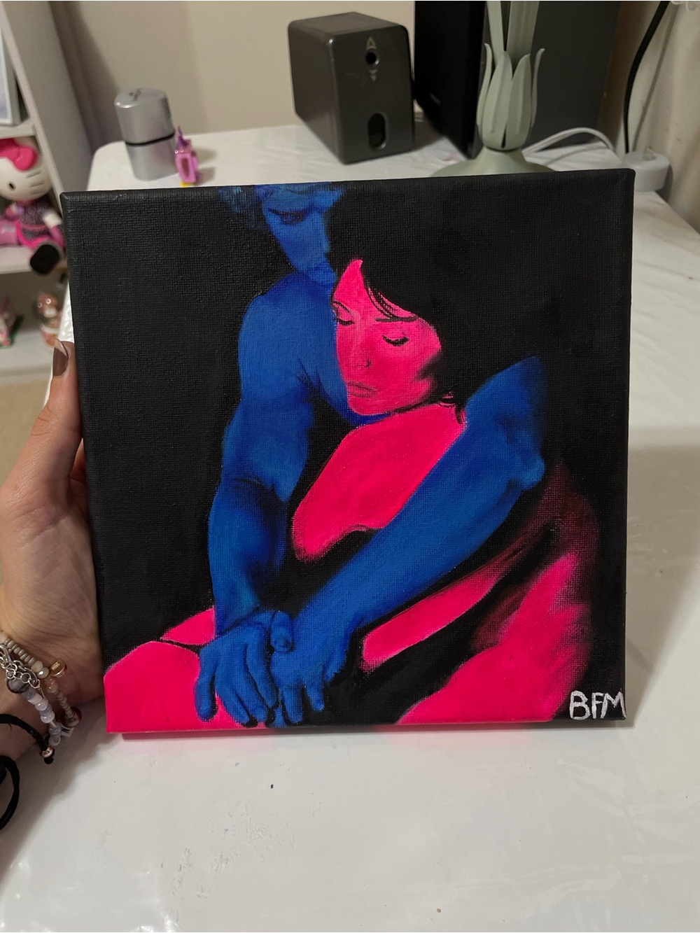 Album Who Really Cares by Tv girl painting - Pink & Blue